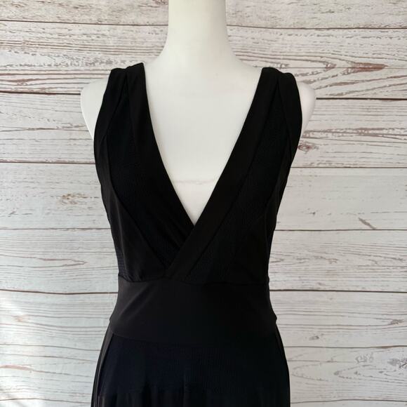 BCBGMAXAZRIA New Mesh & Jersey Crossover Dress Black Combo Size Small - Picture 7 of 14
